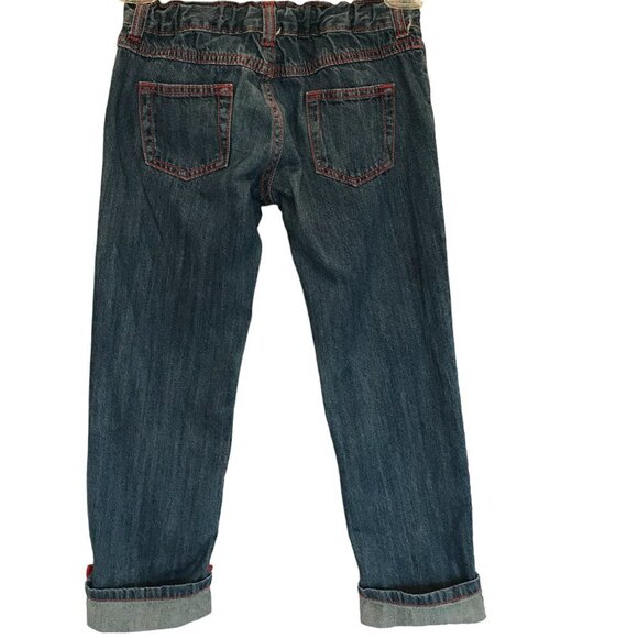 Gymboree Jeans Little Girl Size 7 Plus Red Bows Medium Wash Adjustable Waist - Picture 2 of 8